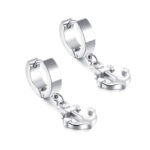 boucles oreilles ancre acier inoxydable argent