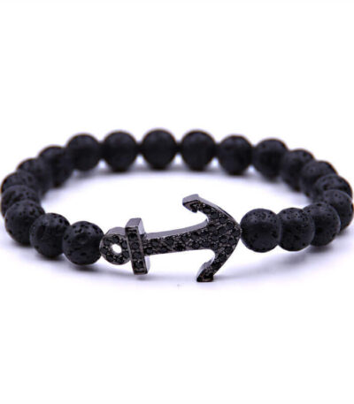 Bracelet Ancre avec brin de strass noir face